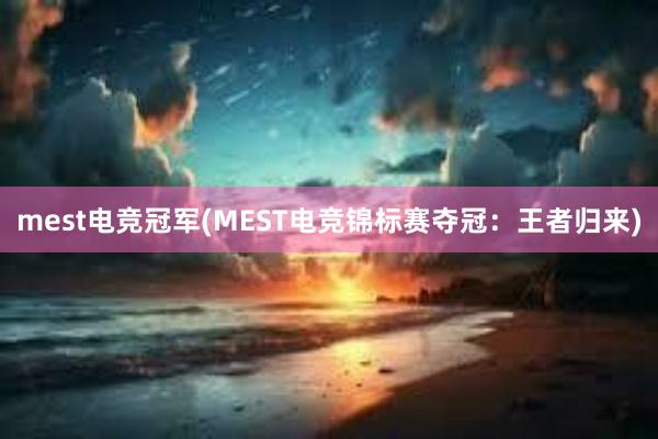 mest电竞冠军(MEST电竞锦标赛夺冠：王者归来)