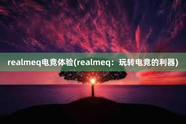 realmeq电竞体验(realmeq：玩转电竞的利器)