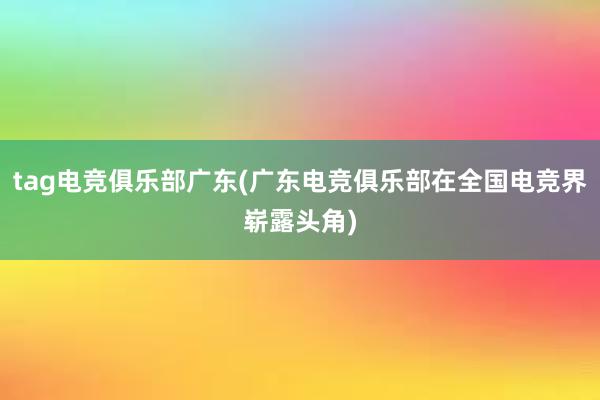 tag电竞俱乐部广东(广东电竞俱乐部在全国电竞界崭露头角)