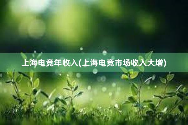 上海电竞年收入(上海电竞市场收入大增)