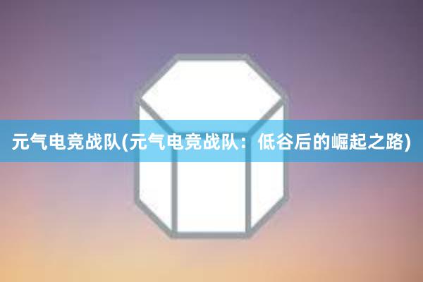 元气电竞战队(元气电竞战队：低谷后的崛起之路)