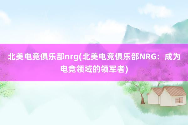 北美电竞俱乐部nrg(北美电竞俱乐部NRG：成为电竞领域的领军者)