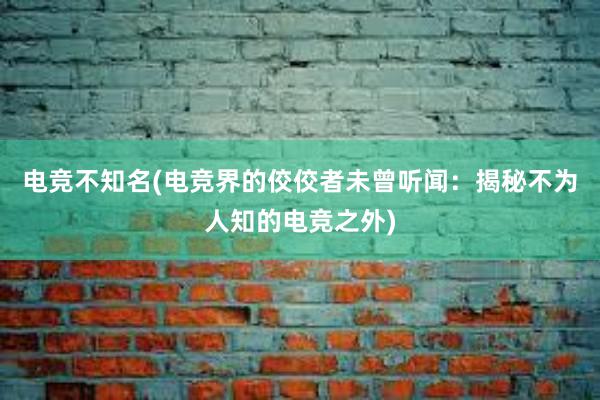 电竞不知名(电竞界的佼佼者未曾听闻：揭秘不为人知的电竞之外)