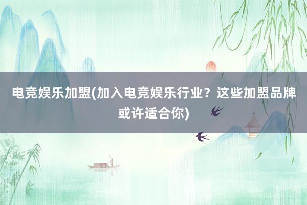 电竞娱乐加盟(加入电竞娱乐行业？这些加盟品牌或许适合你)