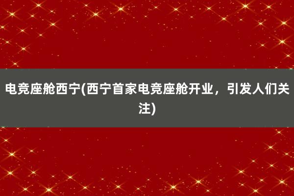 电竞座舱西宁(西宁首家电竞座舱开业，引发人们关注)