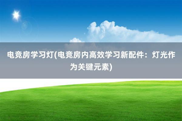 电竞房学习灯(电竞房内高效学习新配件：灯光作为关键元素)