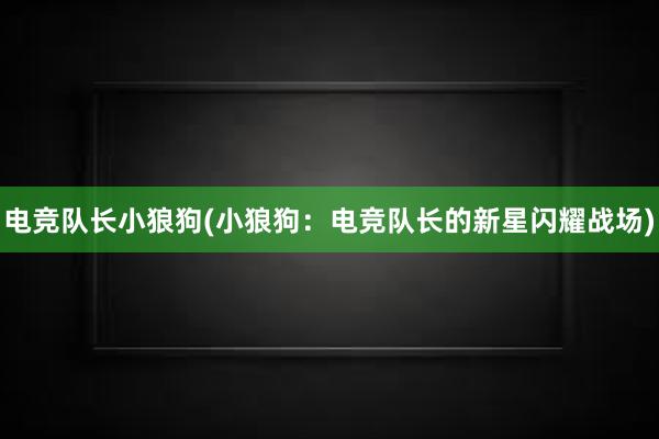 电竞队长小狼狗(小狼狗：电竞队长的新星闪耀战场)