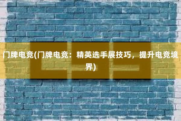 门牌电竞(门牌电竞：精英选手展技巧，提升电竞境界)