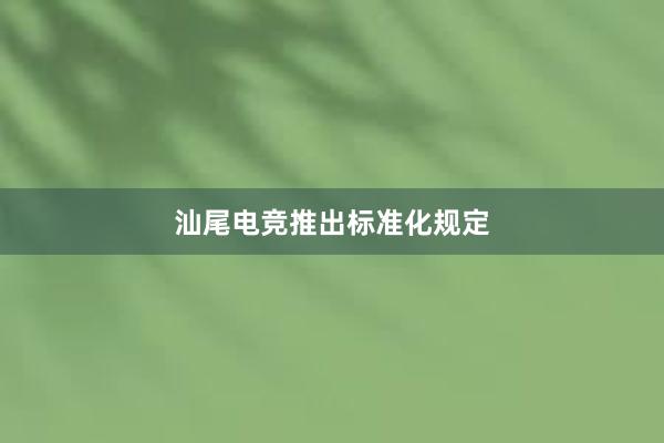 汕尾电竞推出标准化规定