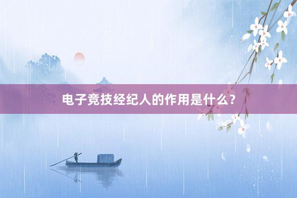 电子竞技经纪人的作用是什么？