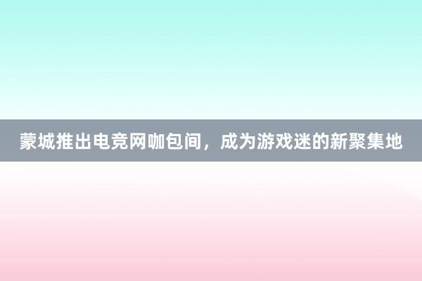 蒙城推出电竞网咖包间，成为游戏迷的新聚集地