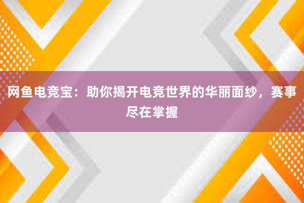 网鱼电竞宝：助你揭开电竞世界的华丽面纱，赛事尽在掌握